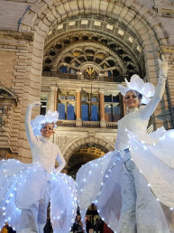 ice iceflowers lichtgevende bloemen op stelten steltenlopers steltenact st