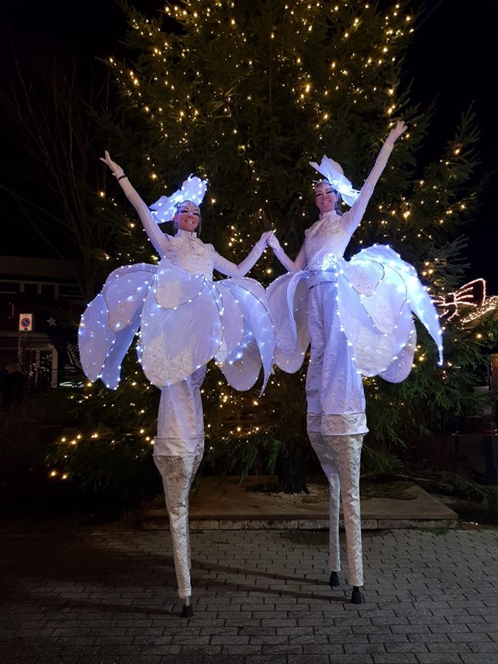 bloemen op stelten ice iceflowers snowflowers steltenlopers lichtgevende led kerstacts